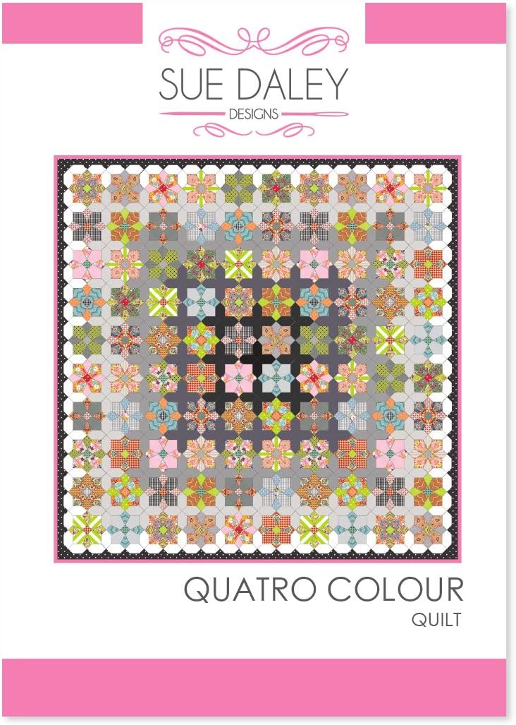 Quatro Colour Quilt Pattern by Sue Daley Designs EPP English Paper Piecing Starter Kit Papers and Templates Patchwork Sewing
