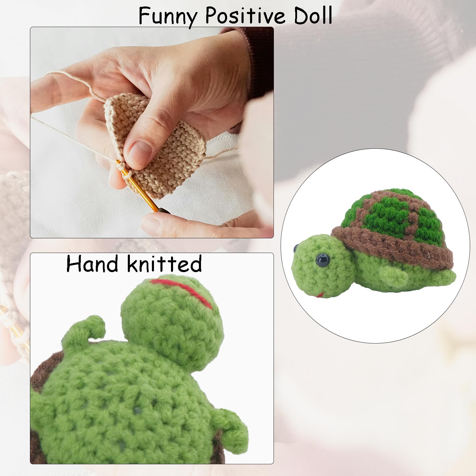 Crimmy Positive Birthday Gift Set - Crochet Turtle & 60 Affirmation Cards, Funny Inspirational Gift - View #2