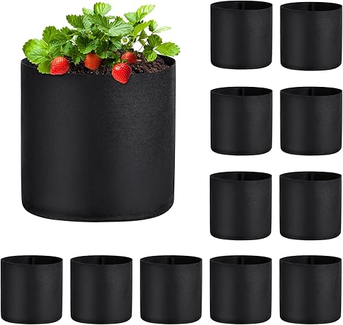 CDOKY 12 macetas de tela, cestas de plantas no tejidas de 3 galones, bolsas de cultivo transpirables, contenedor grueso para plantas, suministros de