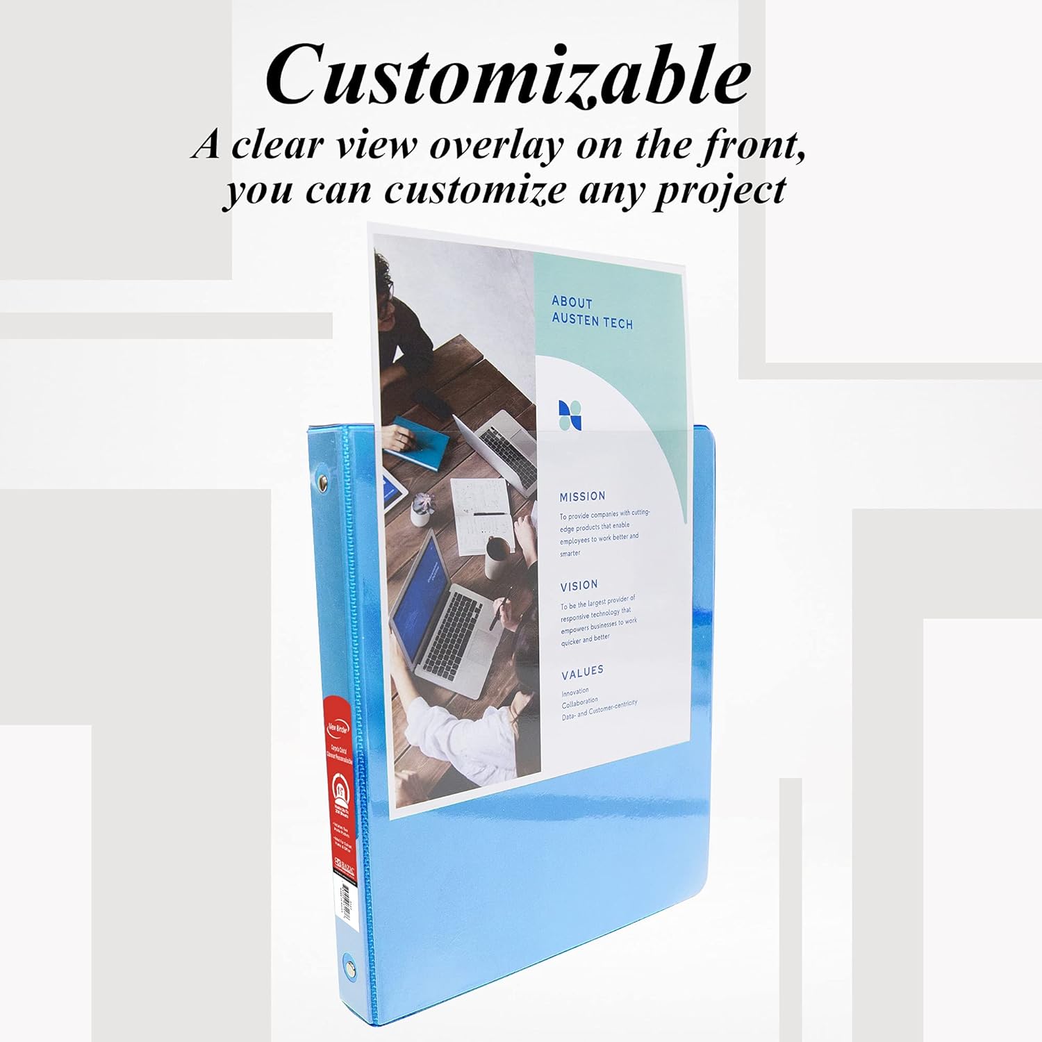 BAZIC Products 3 Ring Binder - Cyan, Economy View Binder with Clear Overlay Cover and Round Rings, Organizer for School Office Home Use, 1.5-inch Capacity Holds 250 Sheets Paper, 2-Pack