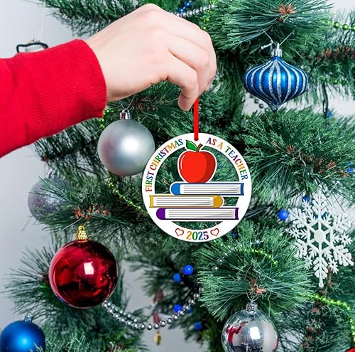 Miniatura 4 de FLYAB Adorno de primera Navidad como profesora 2023, regalos de agradecimiento para mujeres, adornos de agradecimiento para el árbol de Navidad,