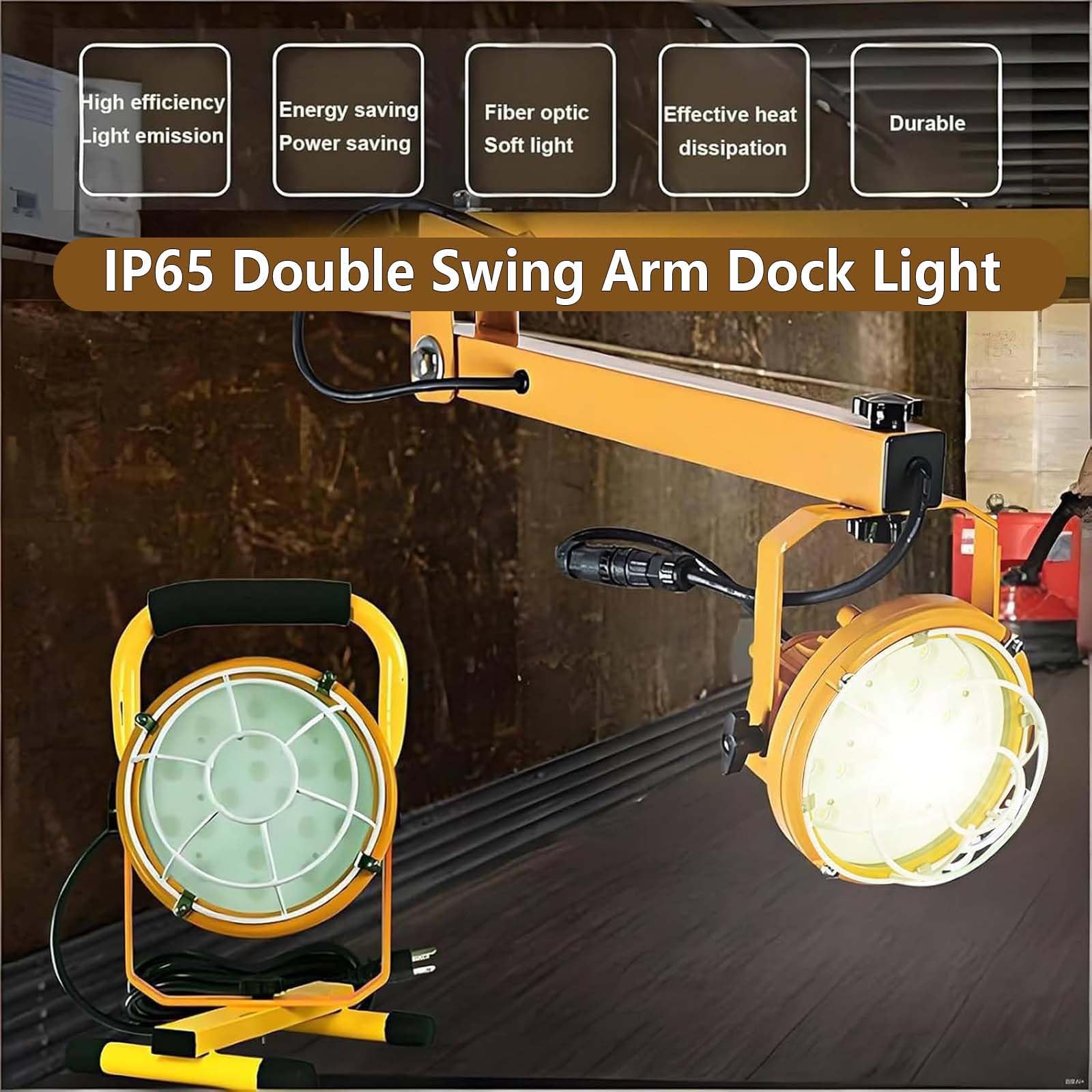 Lampa dokująca LED z głowicą stalową obrotowa 360° 50W | Składana jednoramienna wodoodporna IP65 kąt wiązki do przyczep doków magazynów i kontenerów