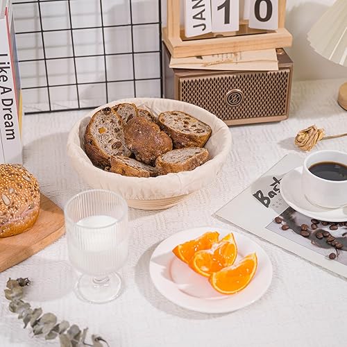 Miniatura 6 de Roemey Cesta redonda de 9 pulgadas, suministros para hornear de masa madre con tarro básico de masa madre de 33.8 fl oz, kit de inicio de masa madre