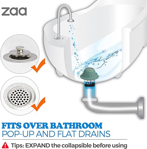 Miniatura 3 de zaa - Recogedor de pelo de drenaje de bañera, 1 paquete de protector de drenaje plegable de silicona para desagües emergentes y regulares de ducha,