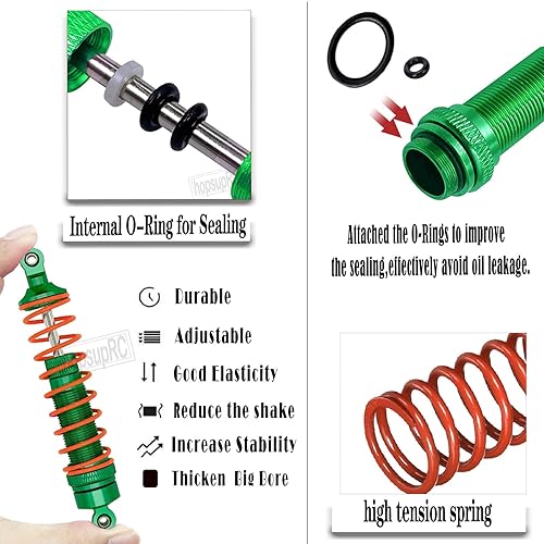 Miniatura 4 de Pieza de actualizaciones para 110 SlashRustlerStampedeHoss 4x4 VXL 4wd, amortiguador RC de gran diámetro completo y bloques de dirección de