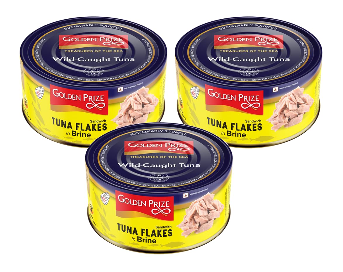 Golden Prize Tuna Sandwich Flakes in Brine 185Gms Each - Pack of 3 Units-image-26
