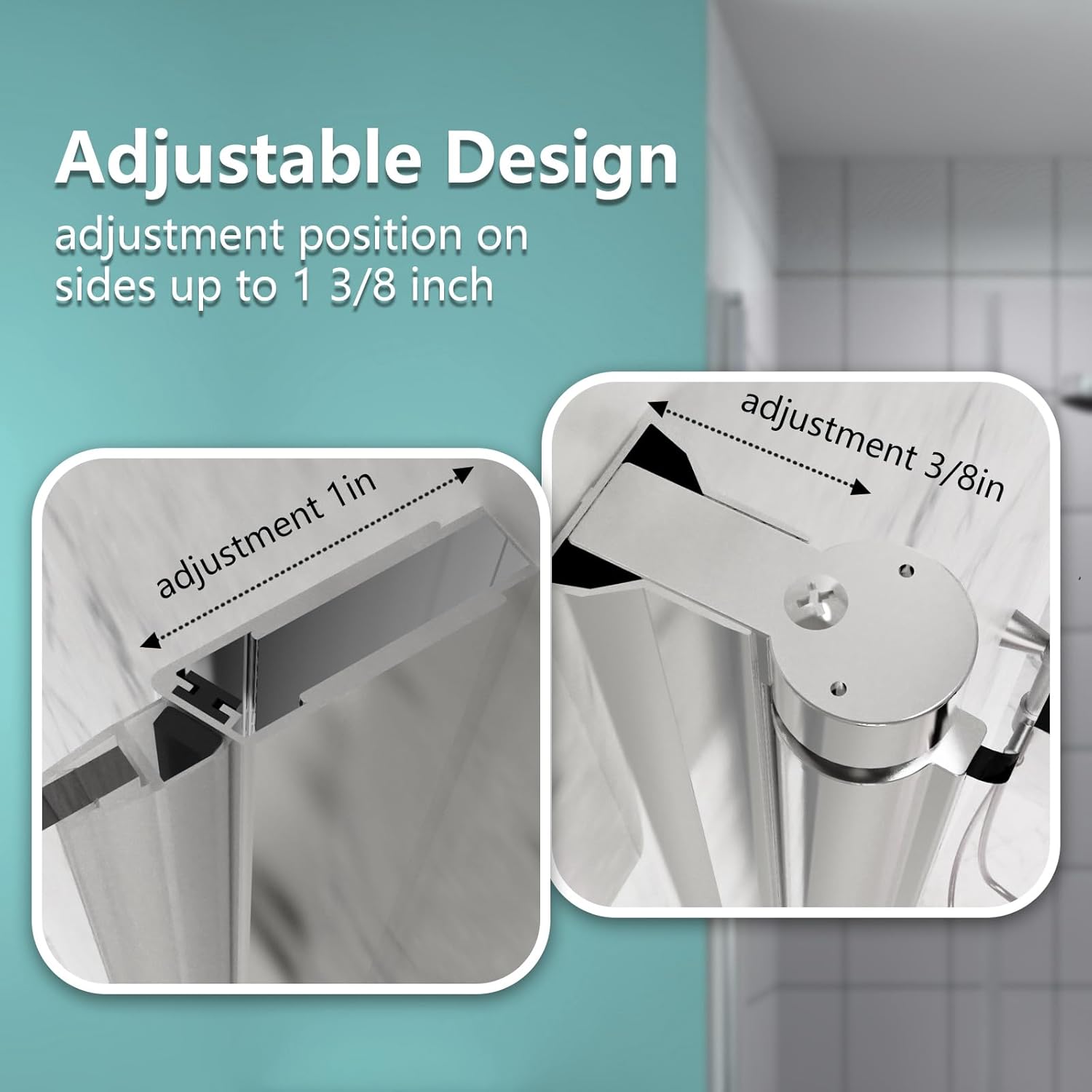 Close-up of adjustable design showing 1 inch and 3/8 inch adjustment positions