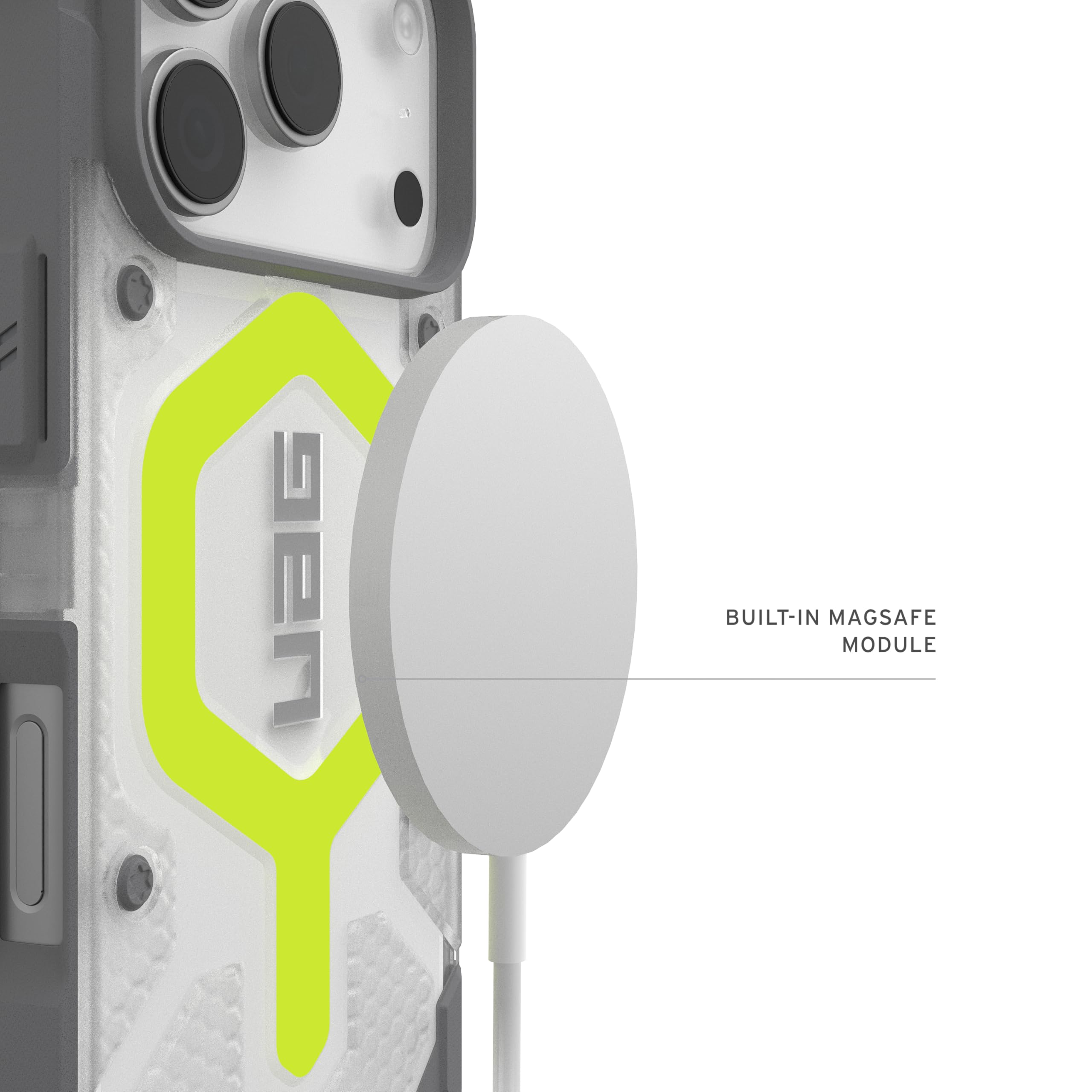 Urban Armor Gear Pathfinder MS Case Compatible con Apple iPhone 17 Pro Funda (Carga inalámbrica/magnética, protección contra caídas estándar Militar) neón Activo