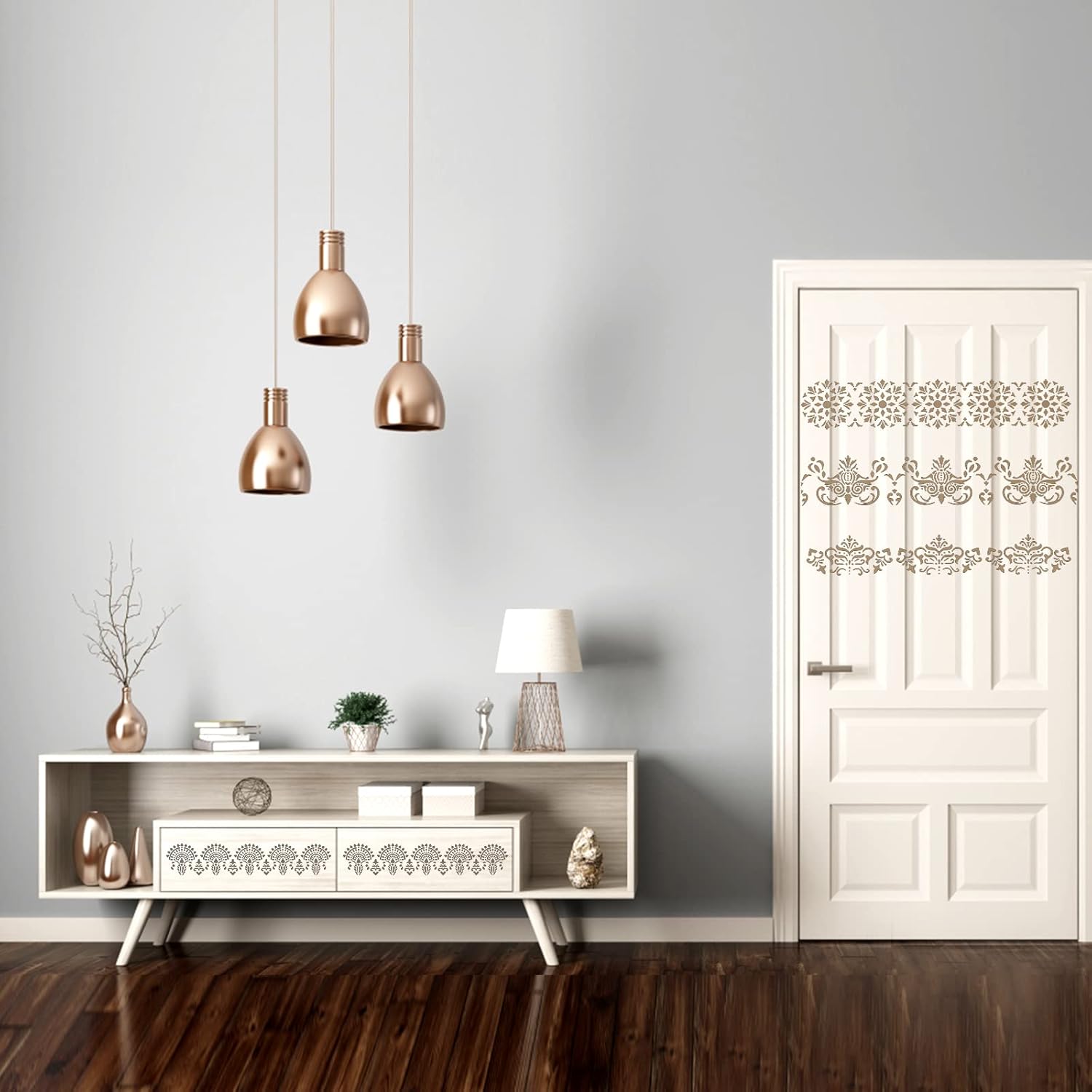 Prasacco 8-Piece Flower Border Stencils - Ornate Mandala Stencils for Painting on Wood, Canvas, Paper, Fabric, Cake, Wall - Image 6