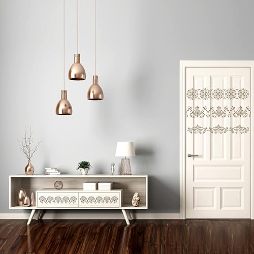 Miniatura 6 de Prasacco Plantillas de borde de flores de 8 piezas, plantillas de mandala ornamentadas para pintar sobre madera, lienzo, papel, tela, pastel, pared