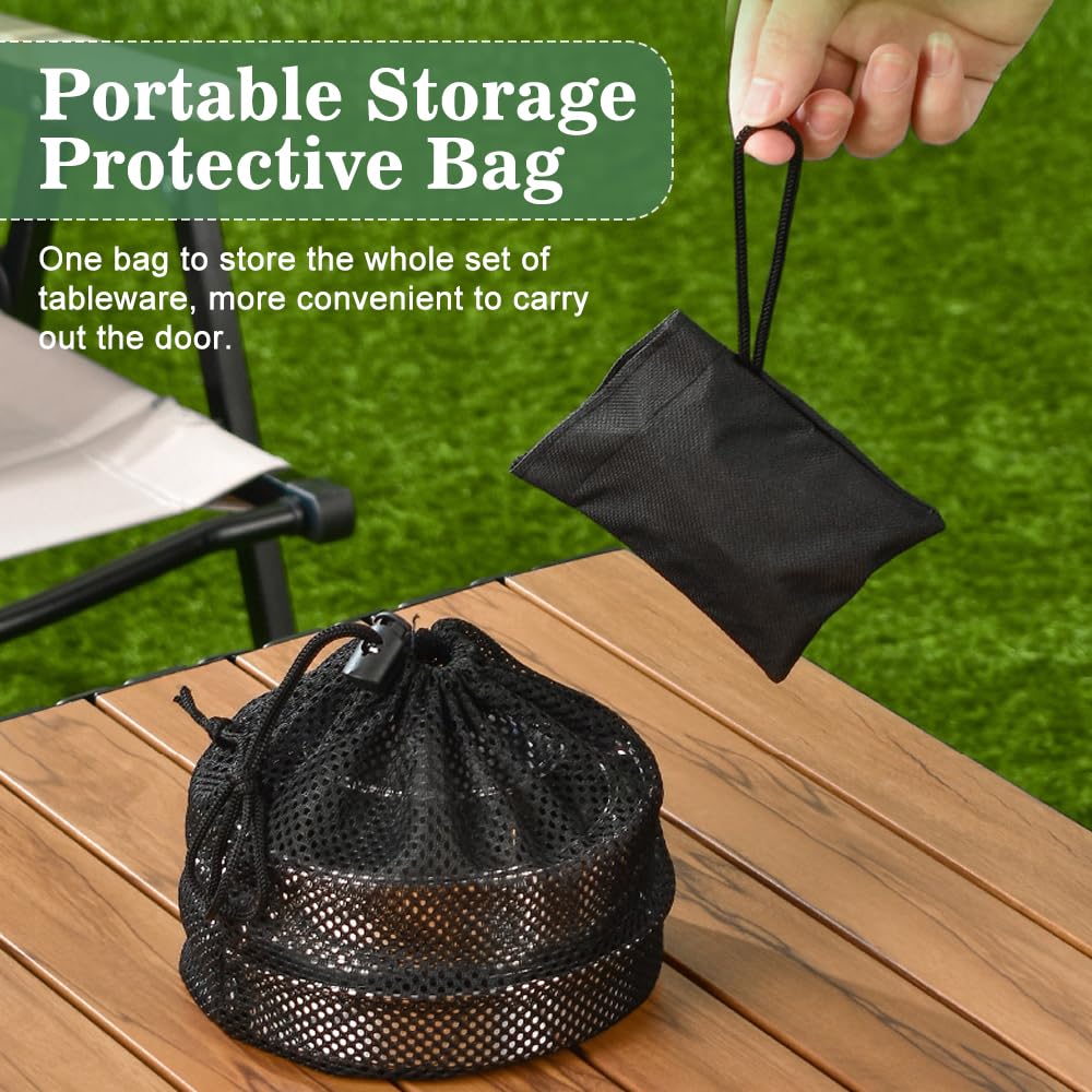 Set di Pentole da Campeggio Acciaio Inox Stoviglie da Campeggio Pieghevole in Acciaio Inox 2-3 Persone con Pentola Padella Posate Piatti Ciotole per Campeggio Trekking Picnic Escursionismo