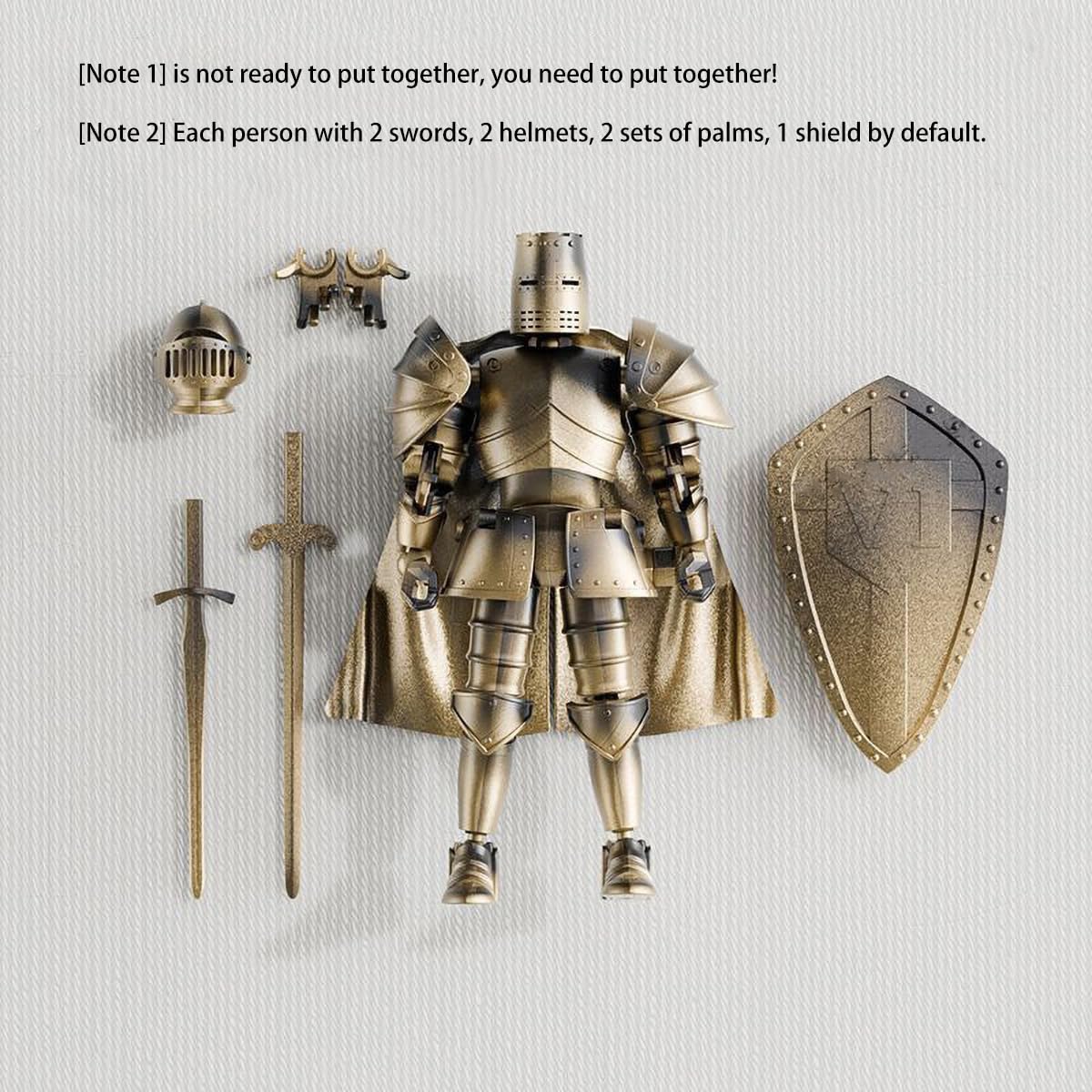 Mittelalterliche Ritter-Actionfigur, bewegliche Attrappe T13 bewegliche Roboterfigur, Fantasy-Krieger-Display-Modell (Montage erforderlich) (Gelb)