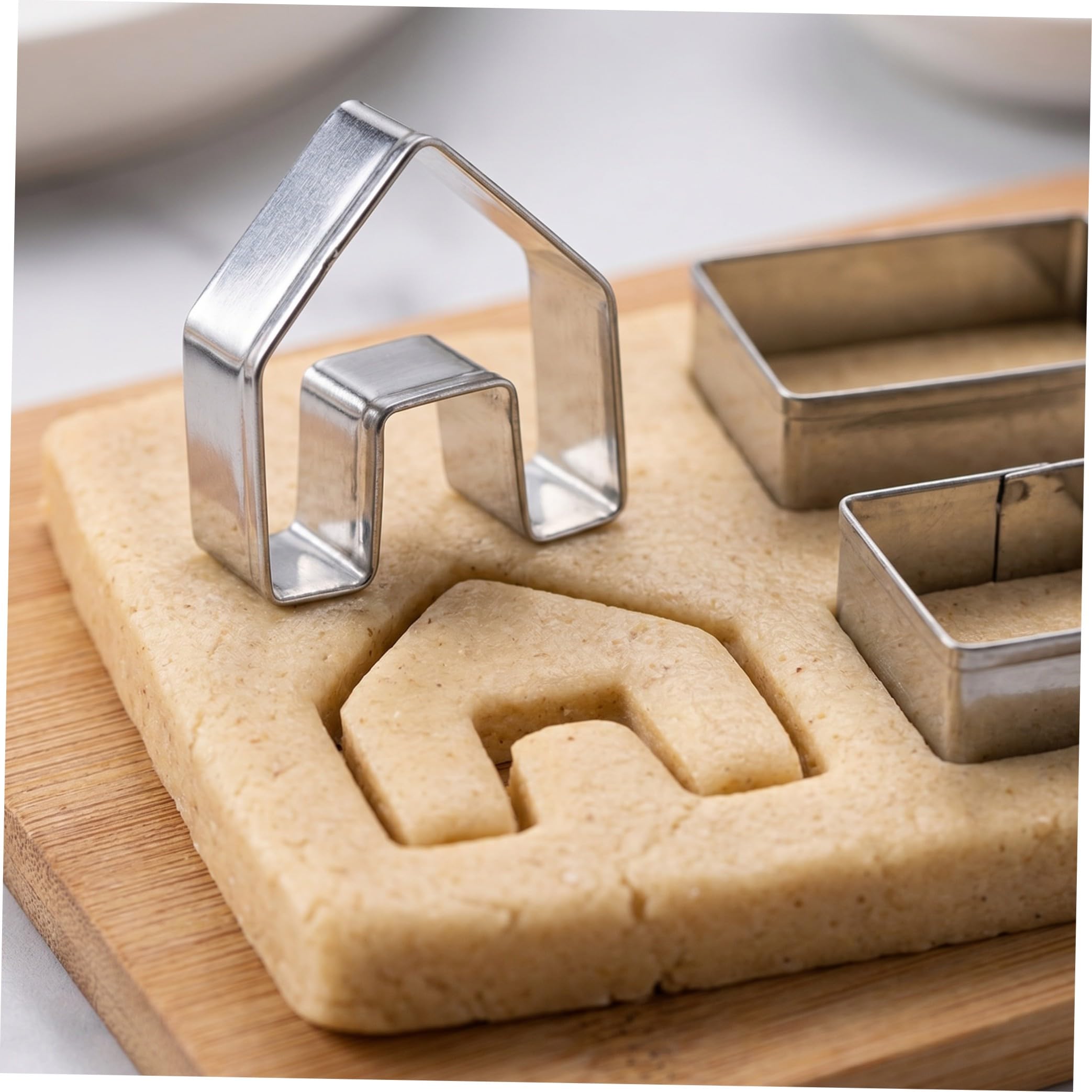 Tomaibaby 5 Sets/ 15Pcs Christmas Cookie Cutters Set 3D Acero Inoxidable Mini Gingerbread Casa Cortador de Galletas Kit Hornee su Propia Peque?a Casa de Navidad DIY Herramientas para