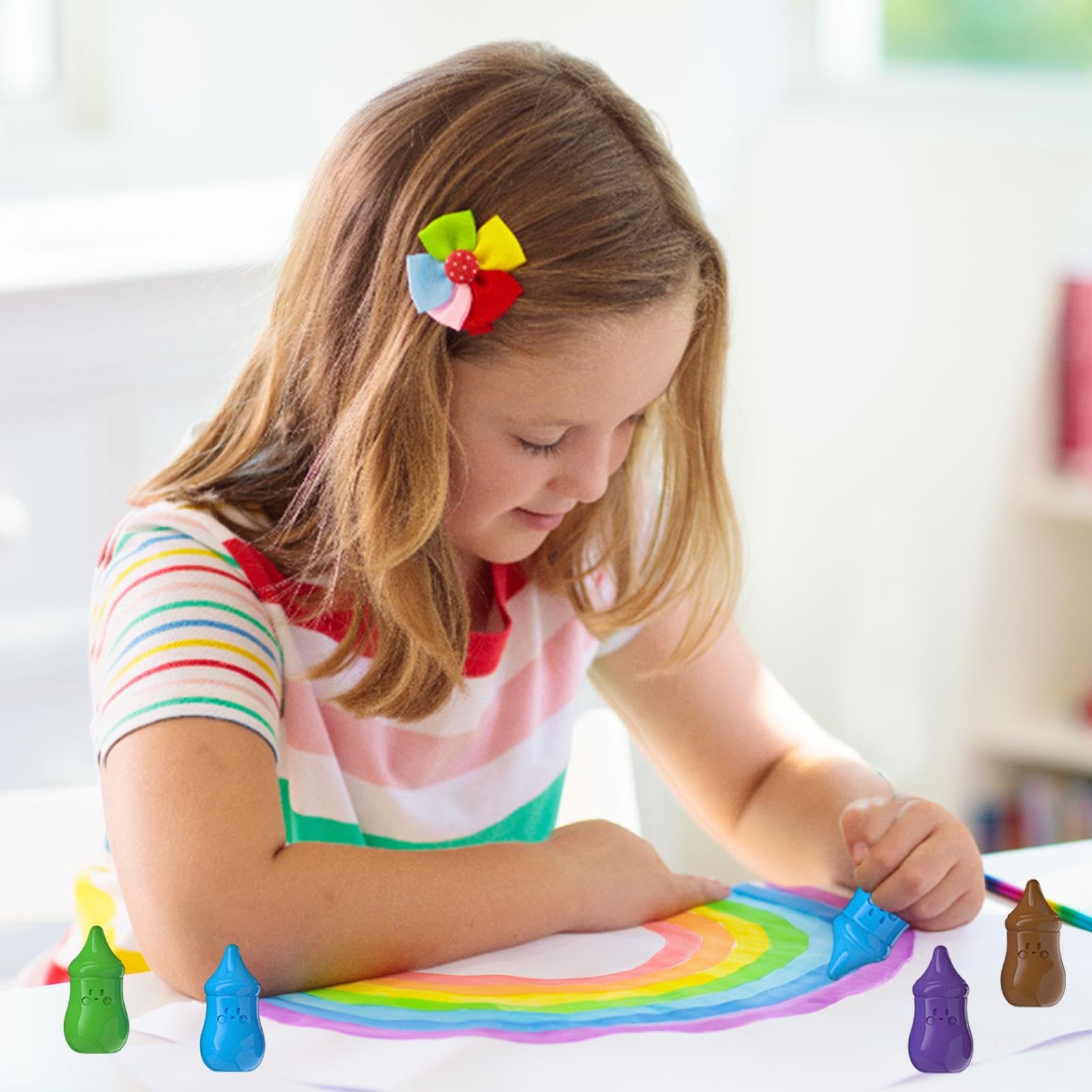 Buntstifte für Kleinkinder, abwaschbare Kunstwerkzeuge, Farbzeichnungsset | leicht zu greifende Flaschenwachsfarben, lebendiges, ungiftiges Malset, kreatives Malspielzeug für Vorschulmädchen und