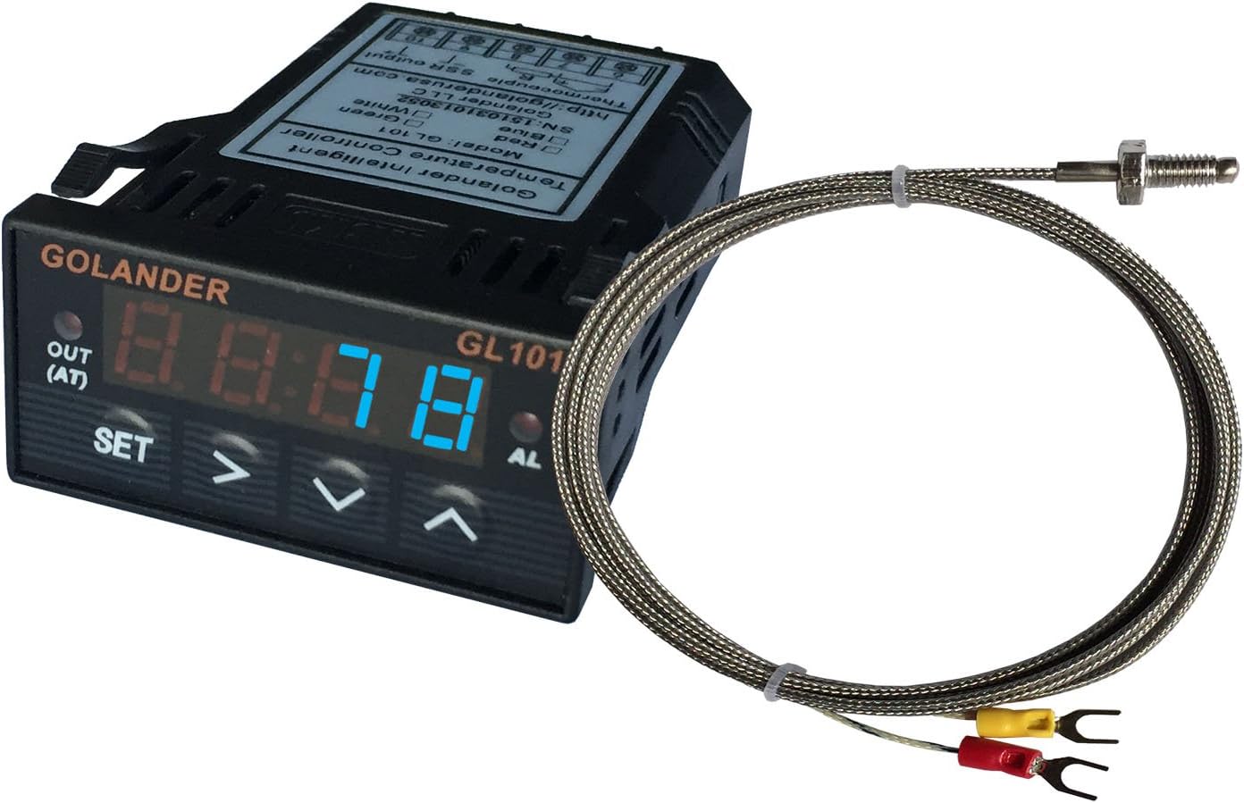 Universal 1/32 DIN PID Temperature Controller, Blue with K Thermocouple