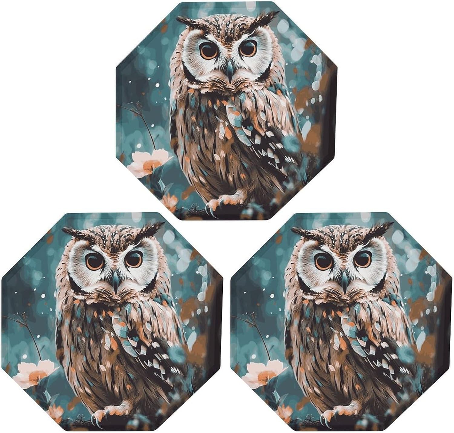 Ctagon Metal Sign for Home, Modern Display Plate for Kitchen, Animal Cute Owl Plates Accent Hanging Wall Decorations 3PCS for Living Room, Bedroom, Hallway, Hotel
