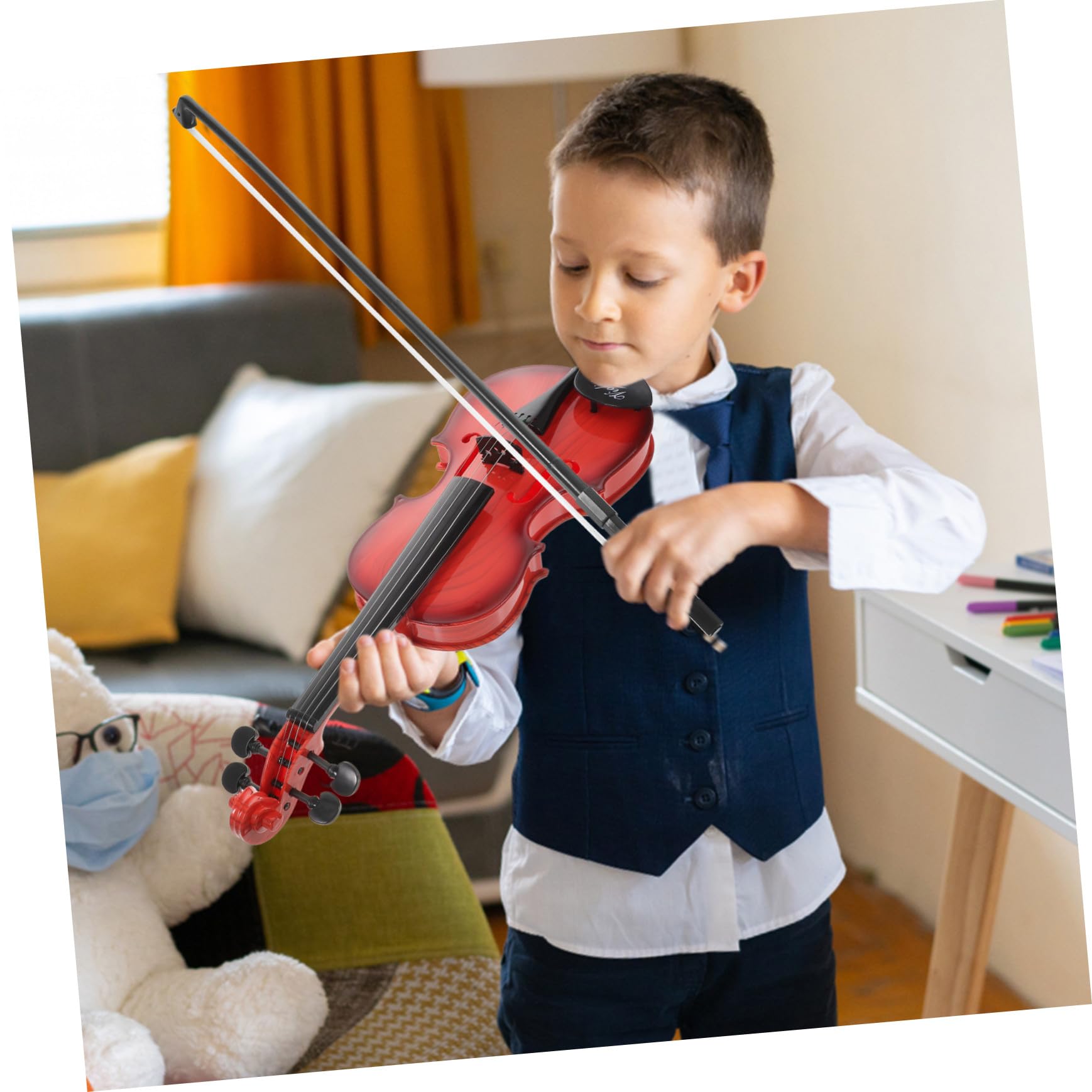Giocattolo Musicale Violino per Bambini Piccoli in Plastica Sicura, Strumento Educativo per Principianti, per Apprendimento e Giochi Creativi a Casa