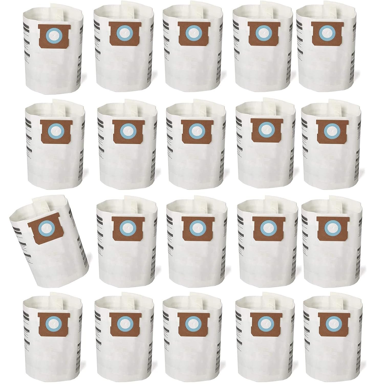 20 Pack Replacement Filter Bags 5-8 Gallon for Shop Vac Vacuum Type E - 9066100 90661 906-61, Type H 90671 9067100 9067133; VF2004, VHBS VDBS HEPA Vacuum Cleaner, White