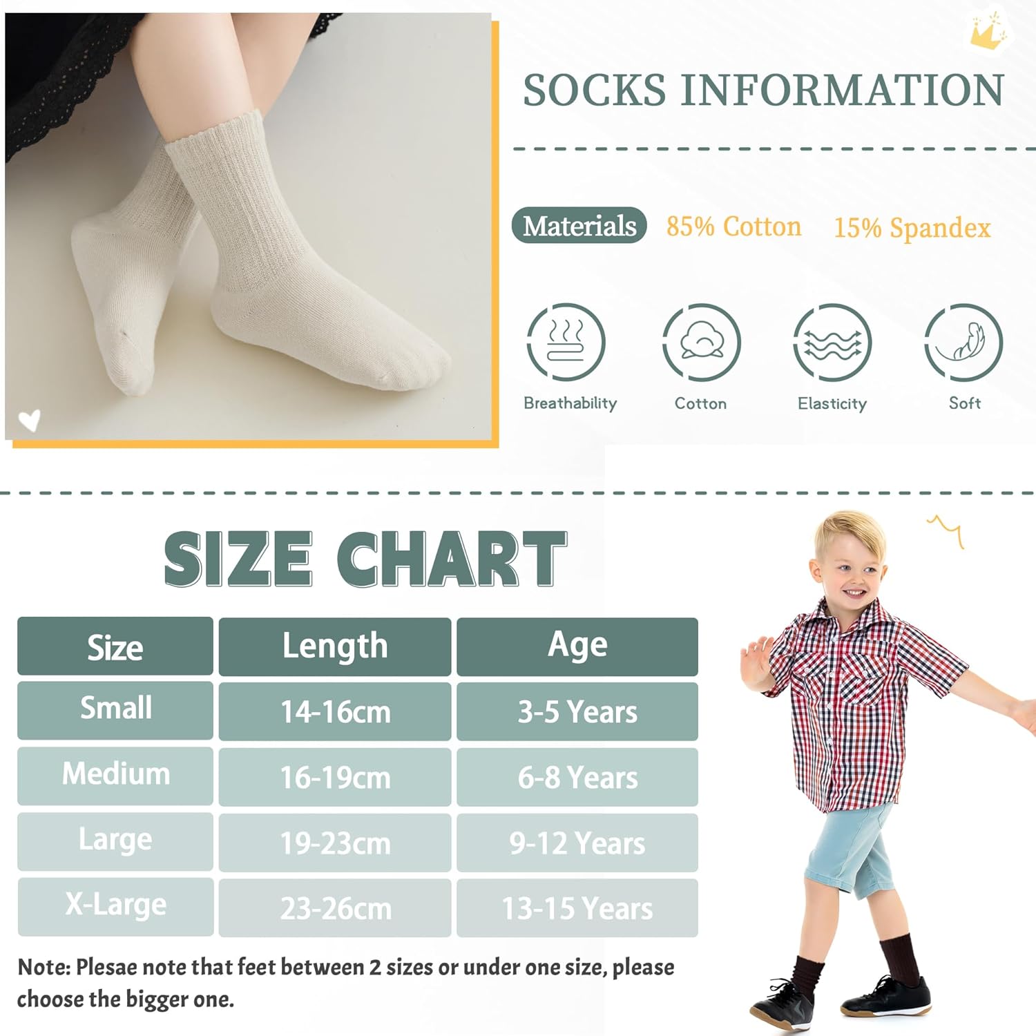 DoSmart Kids Girls Boys Socks Youth Teen Athletic Sport Basketball Soft Breathable Cotton Crew Socks 5 Pairs - Image 6