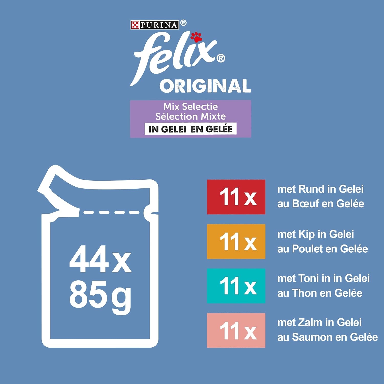 FELIX Emincés Sélection Mixte Nourriture Humide en Gelée | 44 x 85 g - Analyse des détails et conception