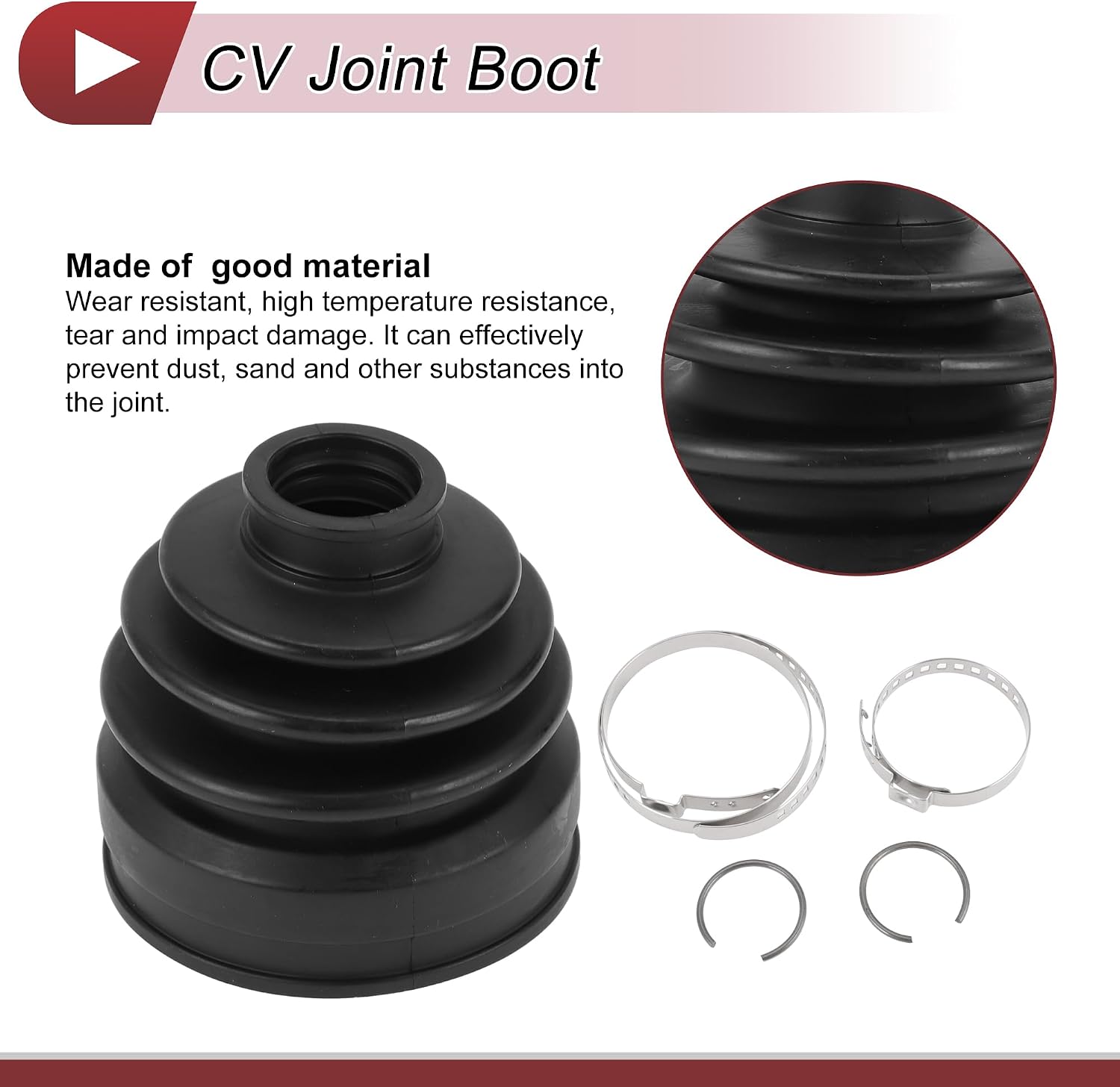 1 Set CV Joint Boot Kit for Honda Pilot 2015 Inner Constant Velocity Joint Boot W/Clamps No.44017STXA51 Black Rubber