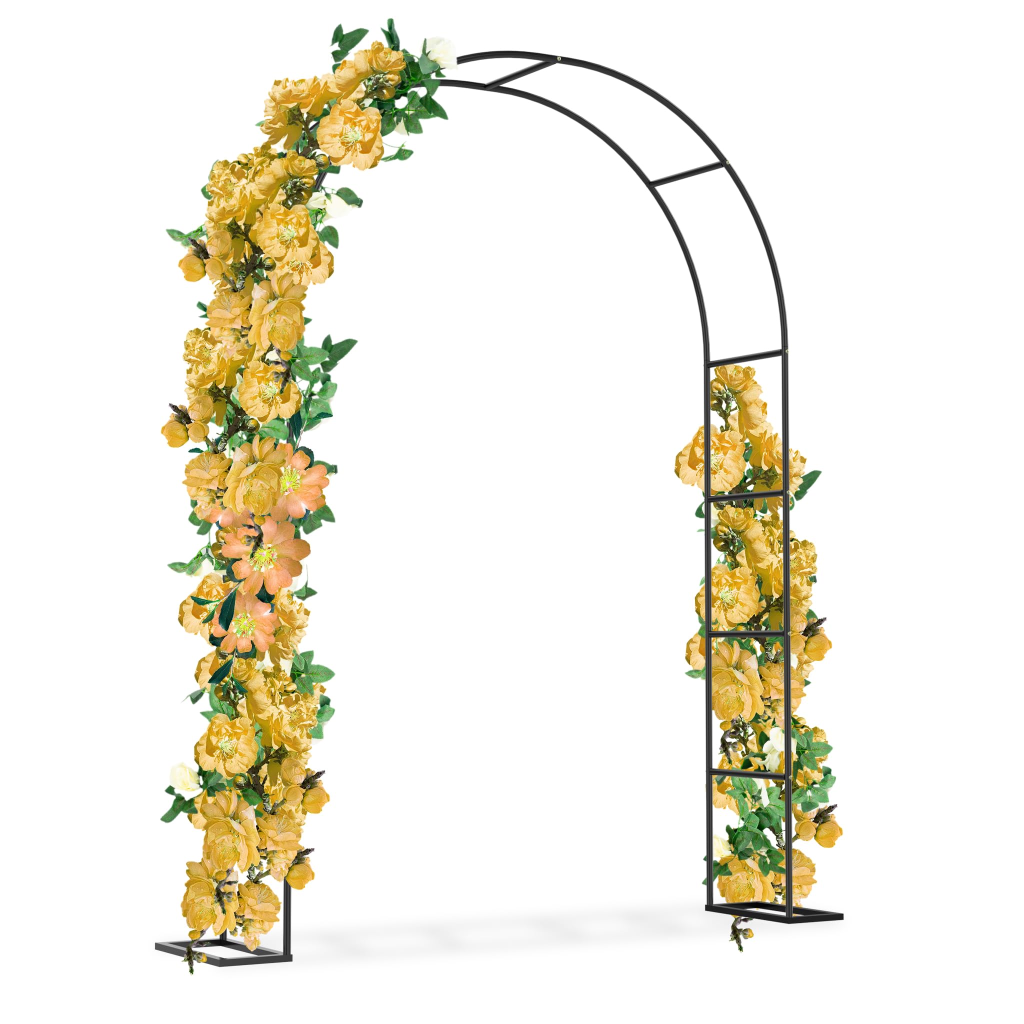 Froadp - Arco da giardino per rose in metallo, 192x38x240 cm, arco a portale con rivestimento a polvere in nero, resistente agli agenti atmosferici, supporto per piante rampicanti per giardino