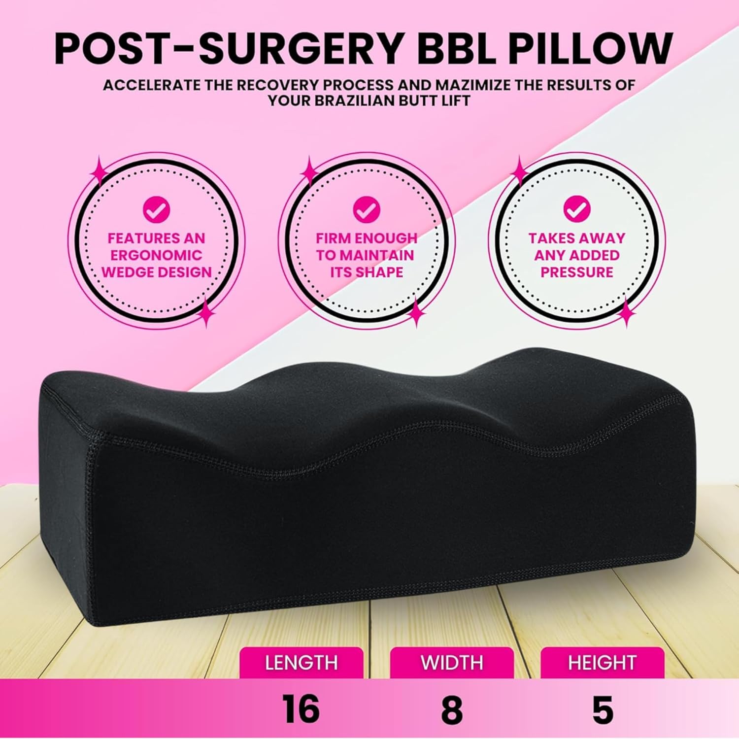 BBL Pillow After Surgery Lifting Cushions, Comfortable Butt Cushion for Long Sitting with Female Urinal and Small Drawstring Bags, Brazilian Butt Lift Pillow After Surgery Seat Cushion