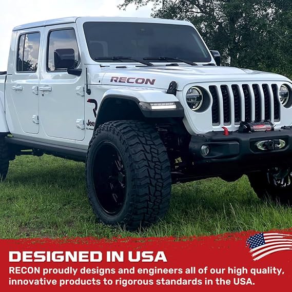 RECON - Fits 18-25 Jeep Wrangler JL & Gladiator Front Fender Ultra Bright Side Marker LED Lights (WHITE LED, CLEAR LENS)