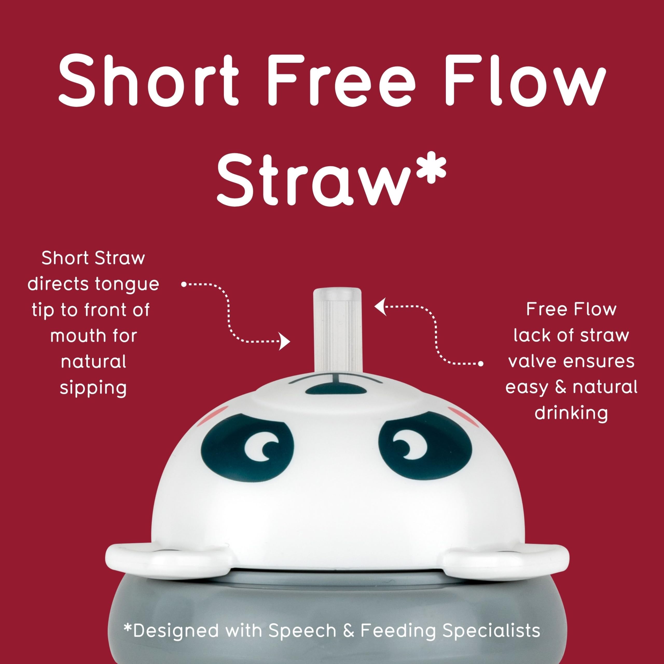 TUM TUM Tasse avec paille lestée, Tasse anti-fuite, Tasse d’Apprentissage pour Bébé, Couvercle Rabattable, Paille en Silicone (Pip le Panda 200ml)