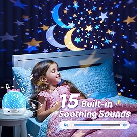 GIFTS PACKAGEUnicorn Gifts for Girls NightLight 15 Films+10 Music Soothing Sounds Machine Baby Night Light Projector, LED Star Lights for Ceiling Decor, Kawaii Unicorns Noise Machine for Girls Gifts