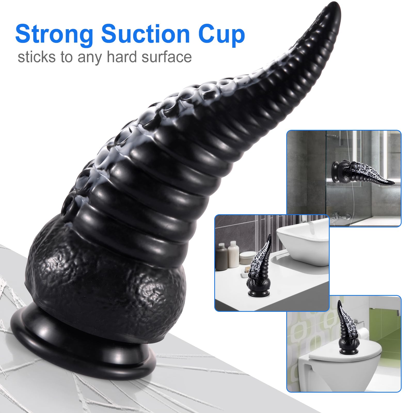 Tentacolo Dildo realistico in silicone con a forte ventosa per gioco a mani libere, 22cm Pene dildo anale Enorme, Grande Mostro Massaggiatore della prostata, Nero Bianco