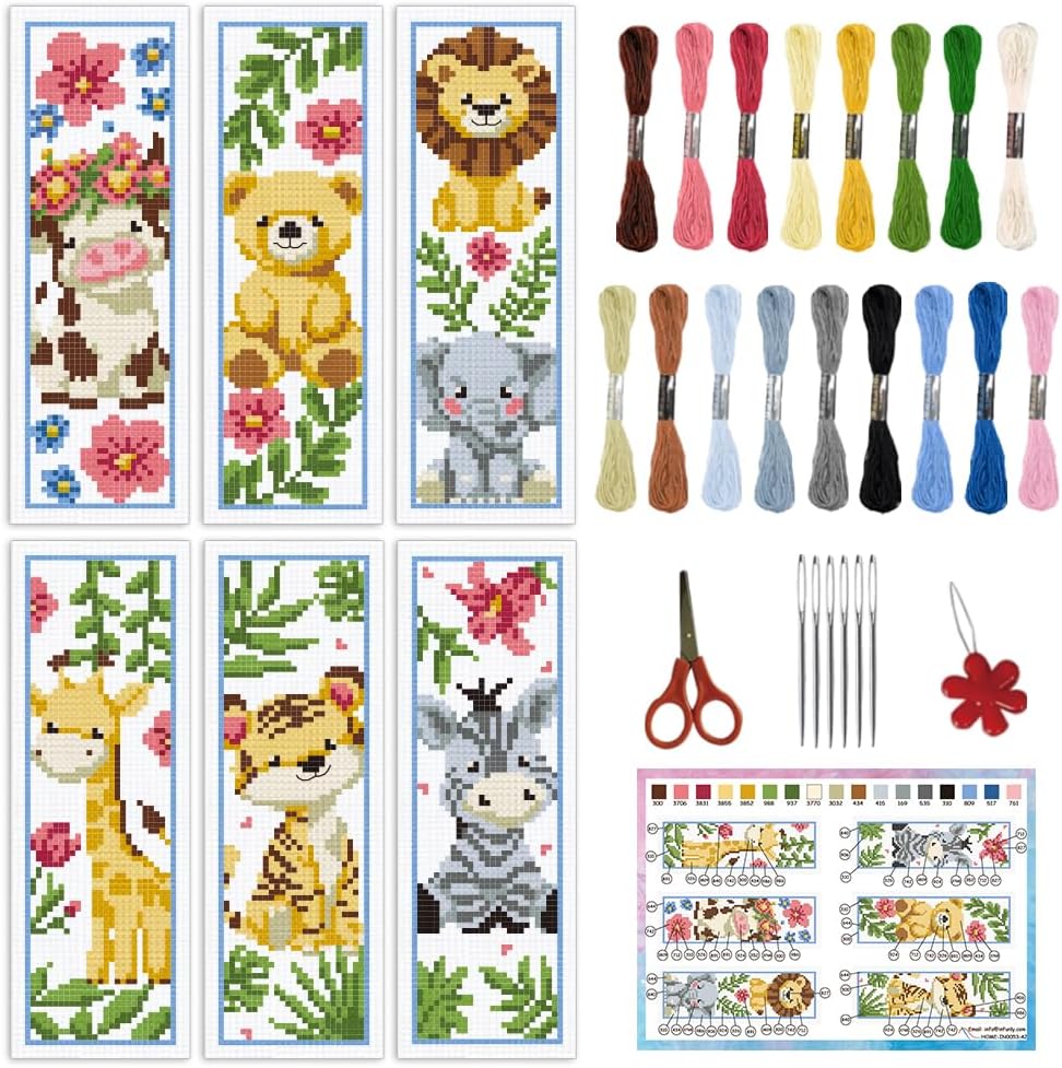 INFUNLY 6PCS Dragon Cross Stitch Bookmark Kit for Adults Books Cross Stitch Kits DIY Crossstitch Kits Flying Dragons Stamped Embroidery Bookmark Kit with Instructions for Book Lovers Readers