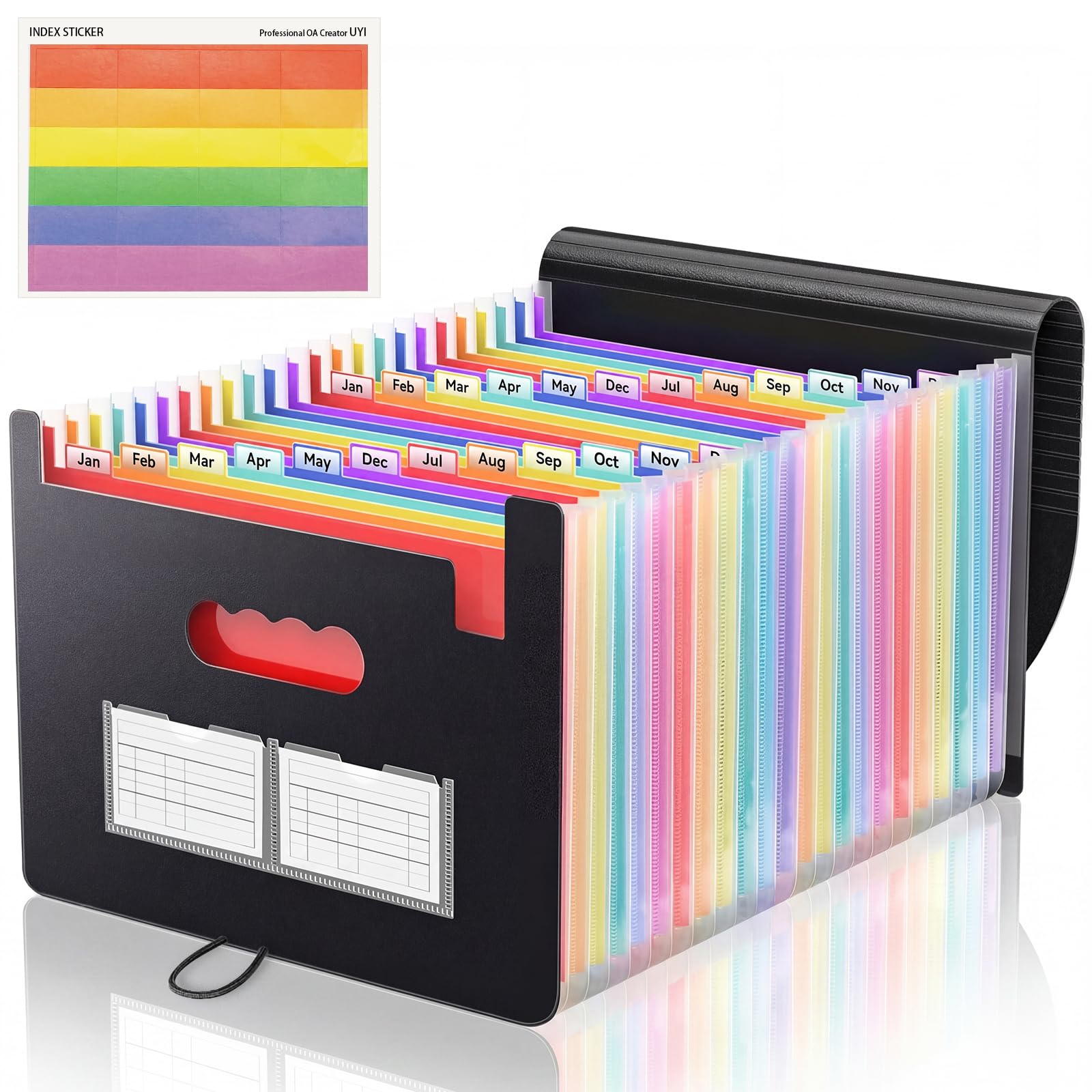Fododo Expanding File Organiser 25 Pockets A4 Document Organiser Folder Portable Accordion Filing Folder for Bills Paperwork School Office Storage (Black-25 Pockets)