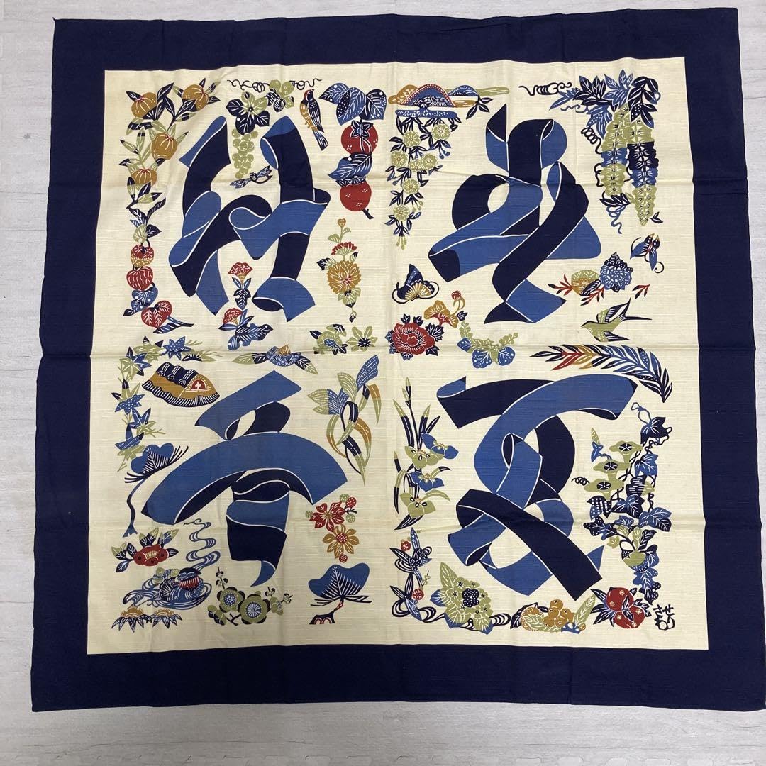 芹沢銈介　風呂敷4点セット　大判　チーフ　ランチクロス　和雑貨　春夏秋冬　文字絵 芹沢銈介 風呂敷4点セット 大判 チーフ ランチクロス 和雑貨 春夏秋冬
