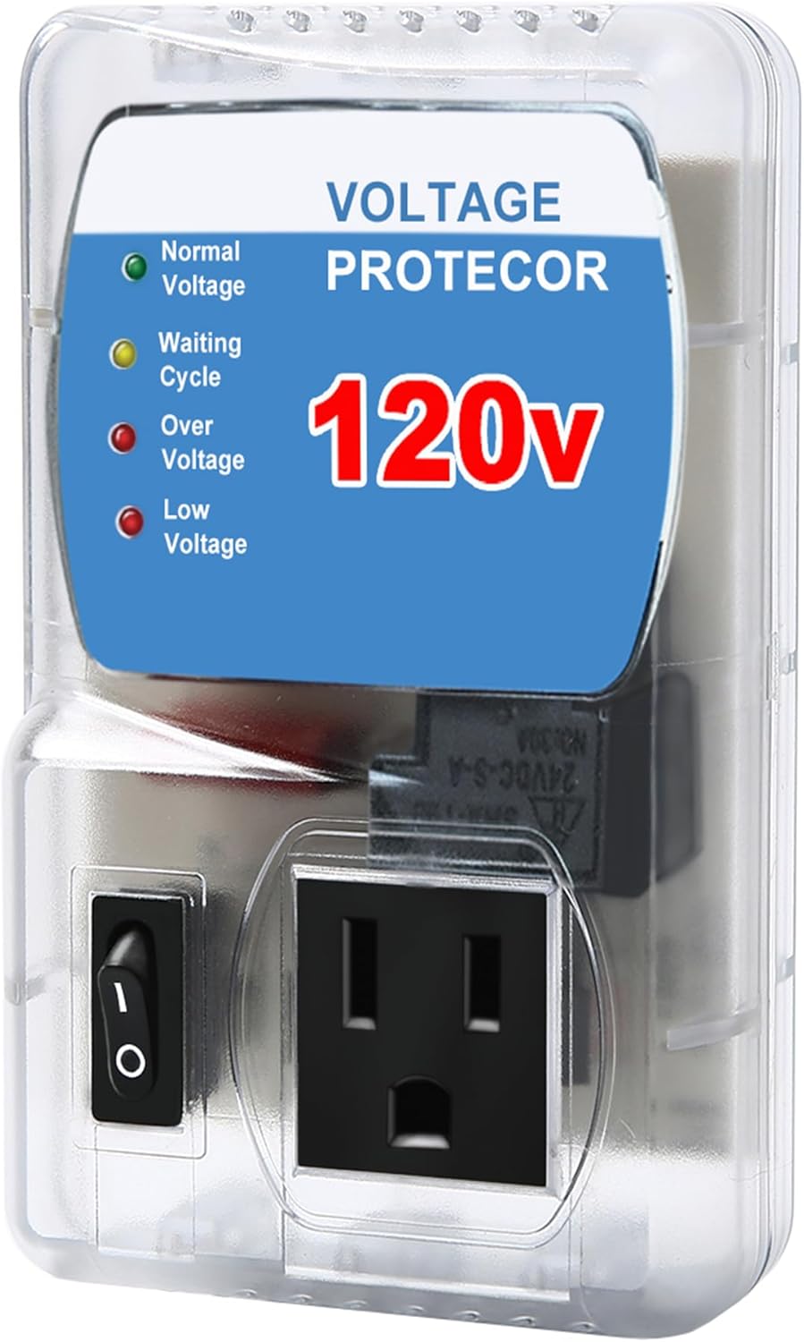 Electronic Home Appliance Voltage Protector, Single Outlet Surge Protector for Refrigerator, TV, AC, Washing Machine, Game Console,110V 120V 127V Brownout Protector, 4-Level Adjustable 90-140V