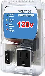 Electronic Home Appliance Voltage Protector, Single Outlet Surge Protector for Refrigerator, TV, AC, Washing Machine, Game Console,110V 120V 127V Brownout Protector, 4-Level Adjustable 90-140V