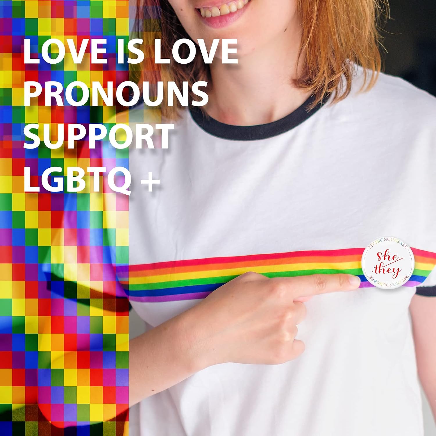 Sureio 210 Pcs Pronoun Pins Button Pronoun Badges Pride Bulk Multiple Colors She Her He Him They Them Nonbinary Gender Identity Pins for Shirts Clothes LGBTQ Accessories (2 Pronouns)