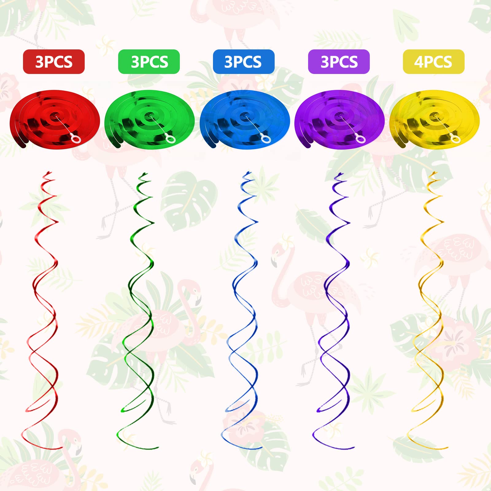 FRIDAY NIGHT 36pcs Luau Aloha Party Hanging Swirl Decorations Hawaiian Tropical Flower Palm Flamingo Sign Foil Ceiling Decor