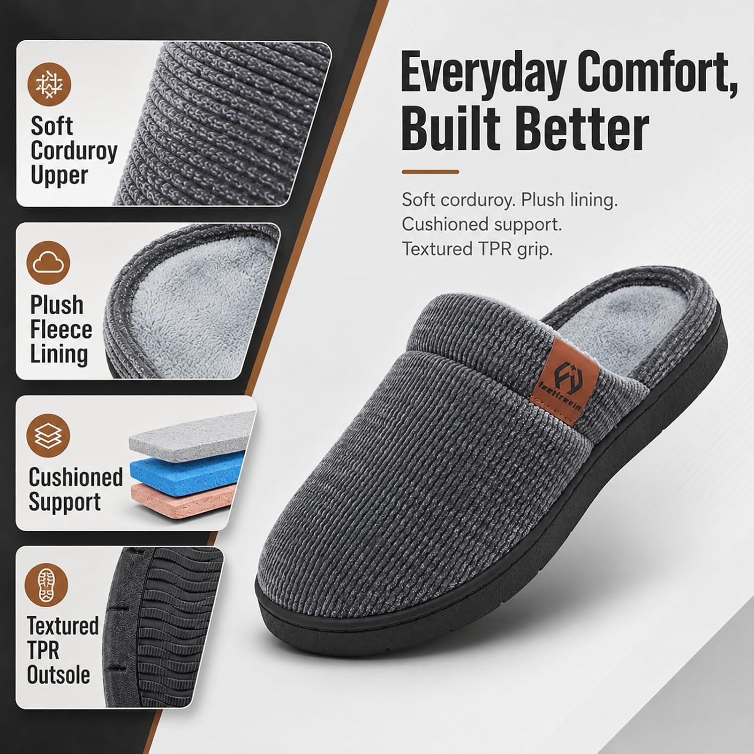 Men's Corduroy Slip-on House Slippers