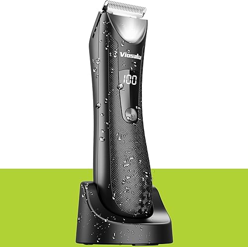 Recortadora de pelo corporal para hombres, recortadora eléctrica de ingle con luz LED, recortadora de bolas impermeable para hombres, cabezales de