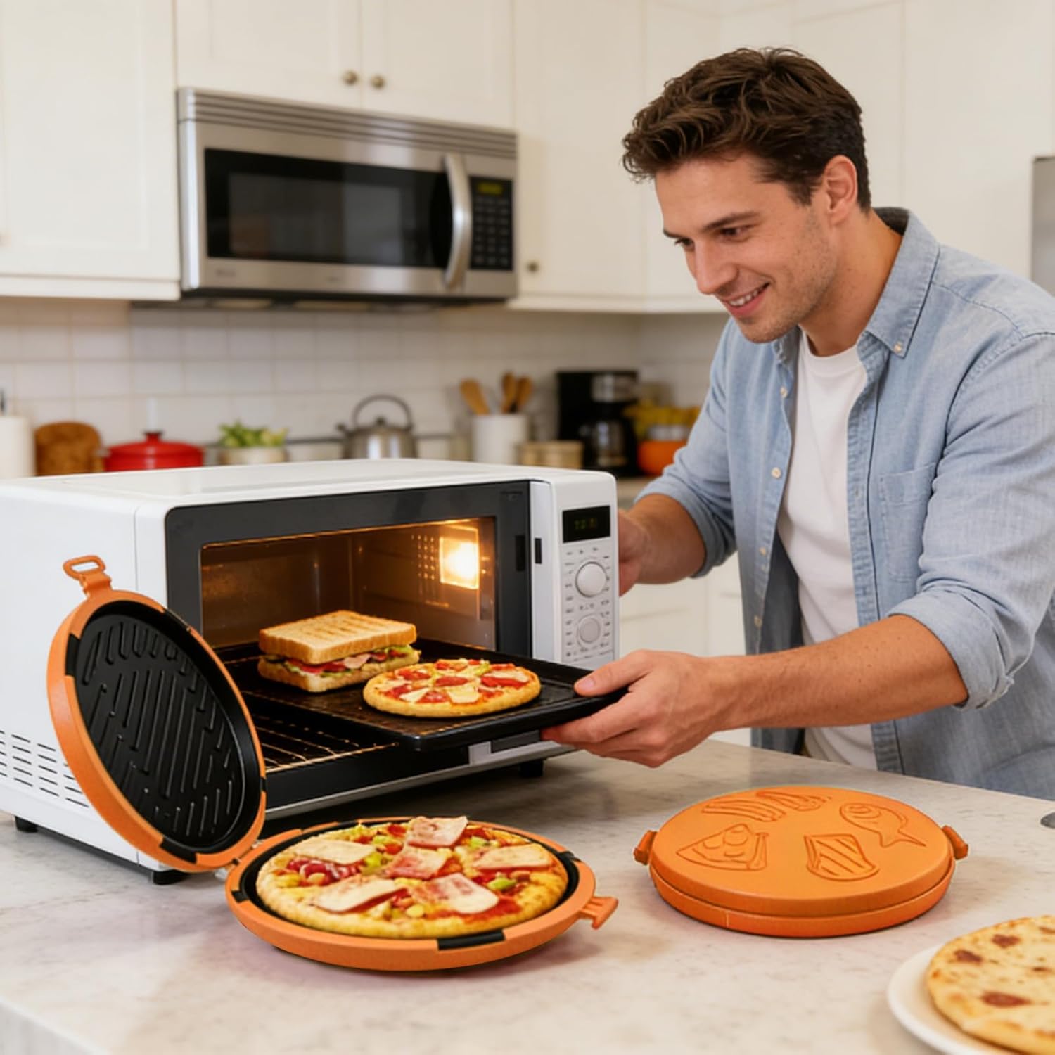 Microwave Baking Tray - Quick-Heat Griddle | Microwave Toaster - for Oven Kitchen Home School Dorm Pancake Breakfast Baking Cooking