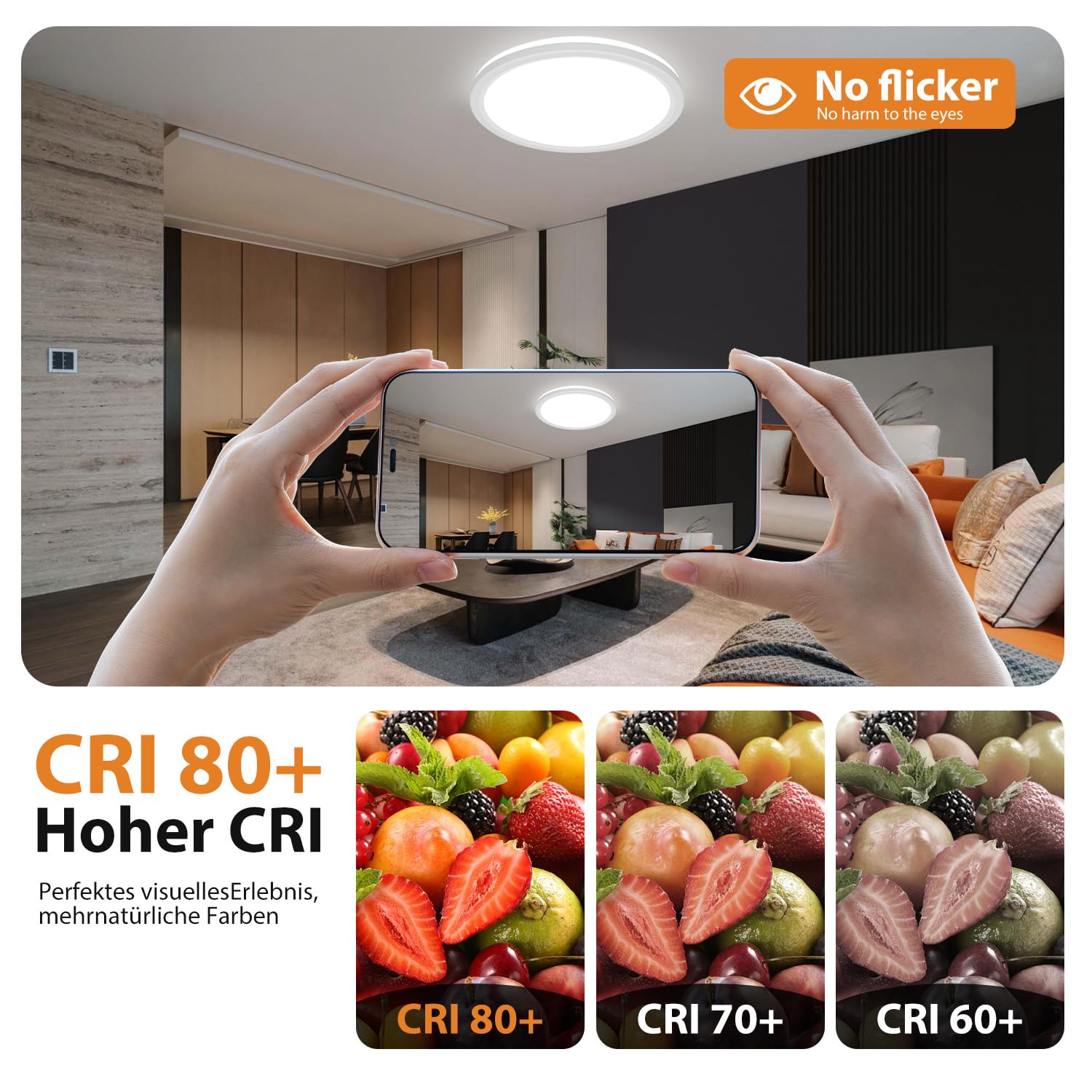 slochi Plafonnier LED à intensité variable avec télécommande, Lampe LED de Plafond RGB à changement de couleur, 30 cm, 3000K-6500K, pour salle de bain, Chambre d'enfant- ronde,Blanc