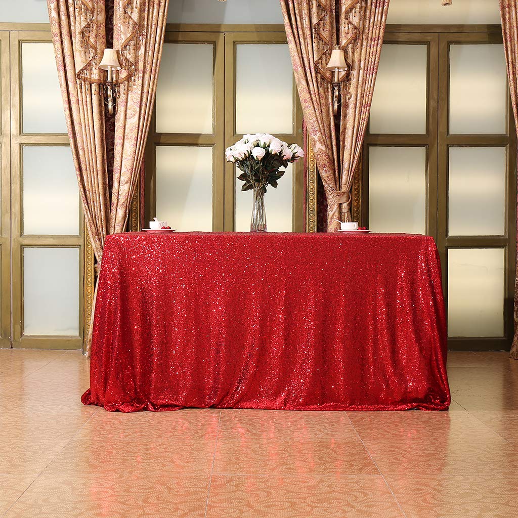 Eternal Beauty Sparkly Tablecloth Rectangle Sequin Tablecloths Wedding Party Banquet Sequin Table Cover(Red,50x80 inches,Rectangle) - Image 3