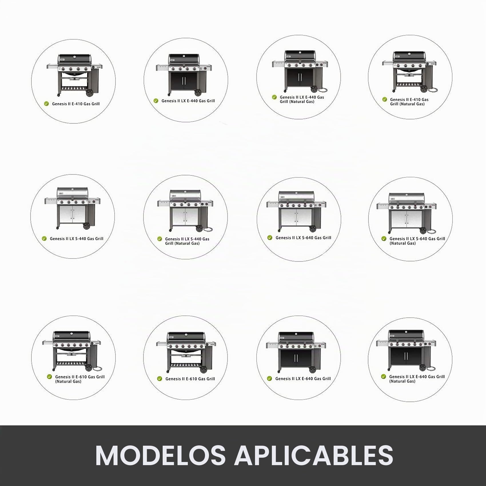Onlyfire Acero Inoxidable Barbacoa asador Kit para Weber 7653 con Weber Genesis II 400 & 600 serie y Genesis II LX 4 & 6 Quemador barbacoas
