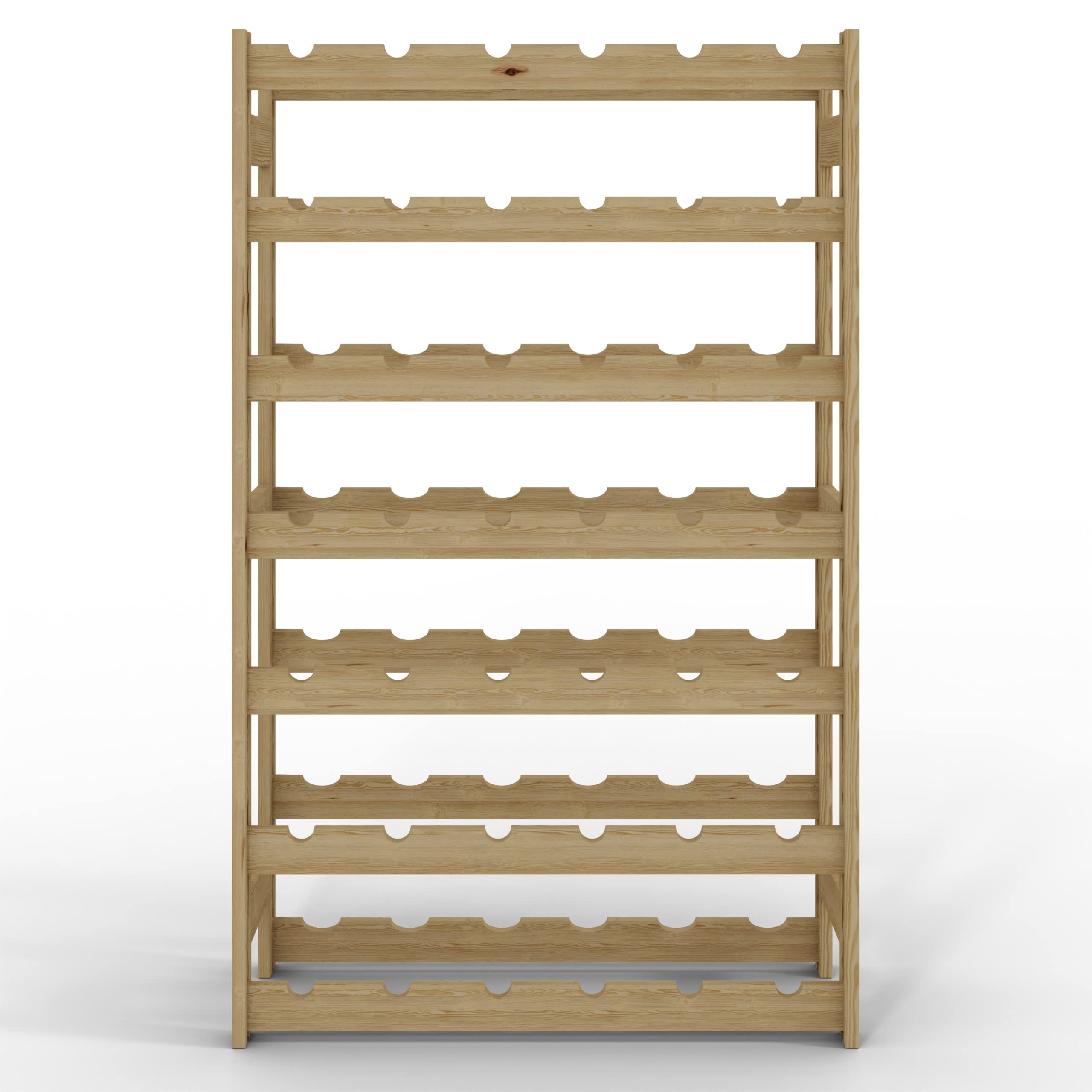 Lenmar, Portabottiglie in Legno per Bottiglie Naturali RW-1 Vino Portabottiglie Scaffalatura cantina Ripiani portabottiglie (Naturale, RW-1-42, 102 x 63 x 25, marrone, per 42 bottiglie) - 4