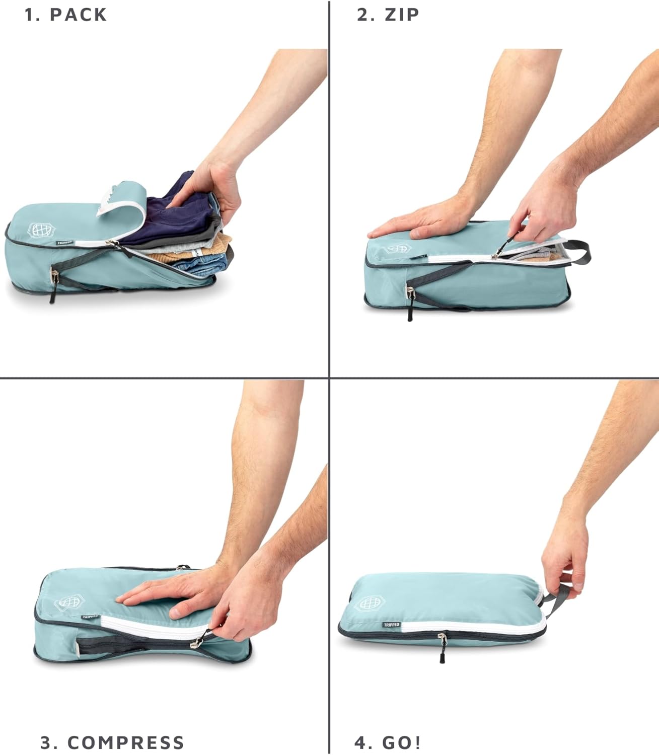 Compression Packing Cubes Set for Travel - Lightweight, Durable Clothes Organizer for Carry-On Luggage and Suitcases by TRIPPED Travel Gear - Image 7