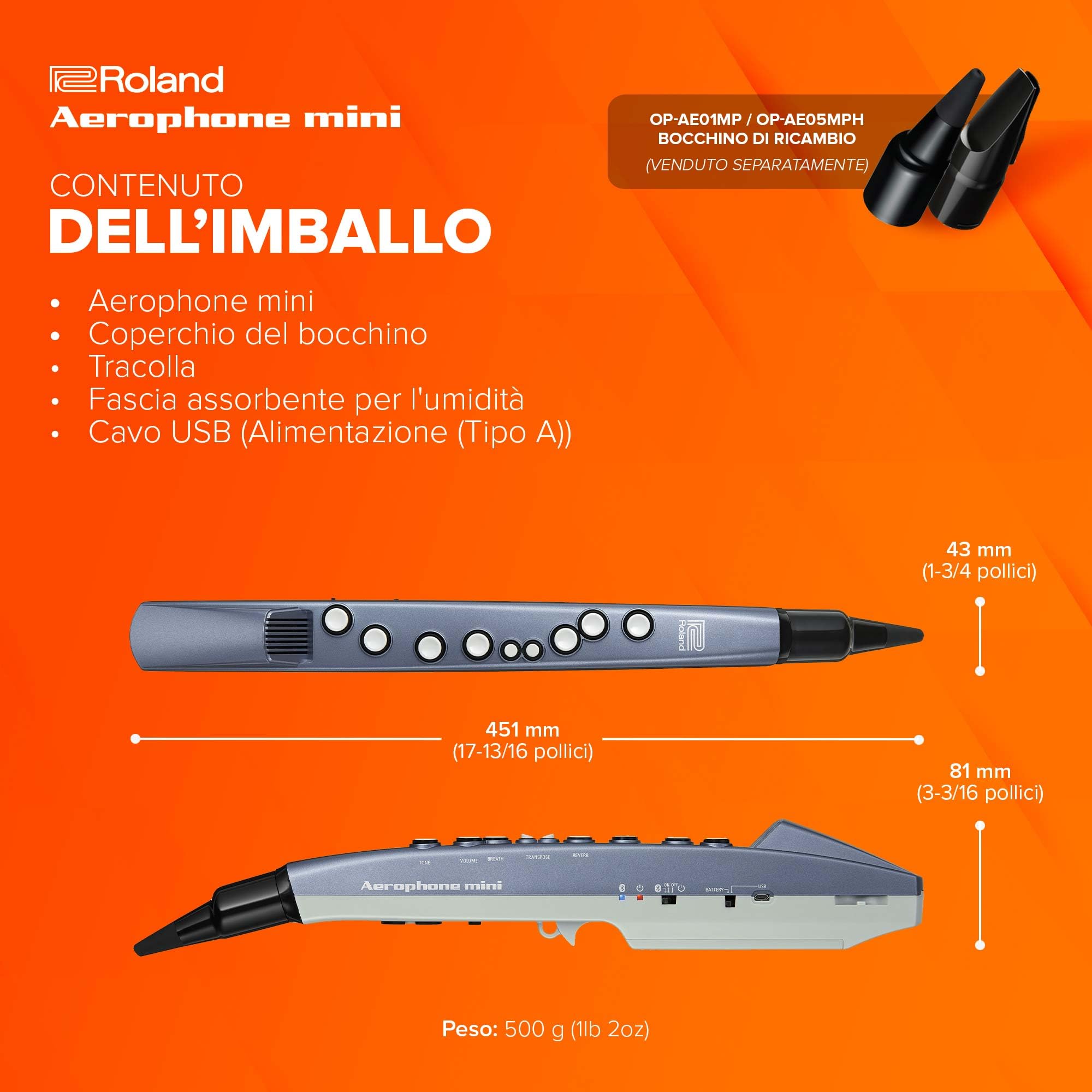 Roland AE-01 Aerophone mini | Strumento a fiato digitale compatto