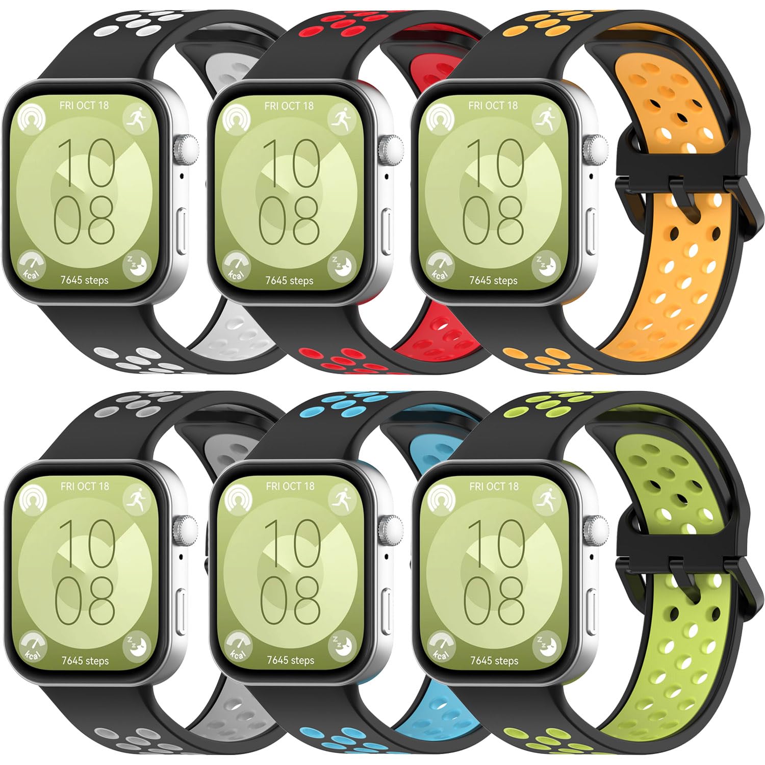 Compatibile con Huawei Watch Fit 3 Smart Band Donna Uomo Silicone Leggero Sport Cinturini di Ricambio Destinato Cinturino Regolabile per (confezione da 6)