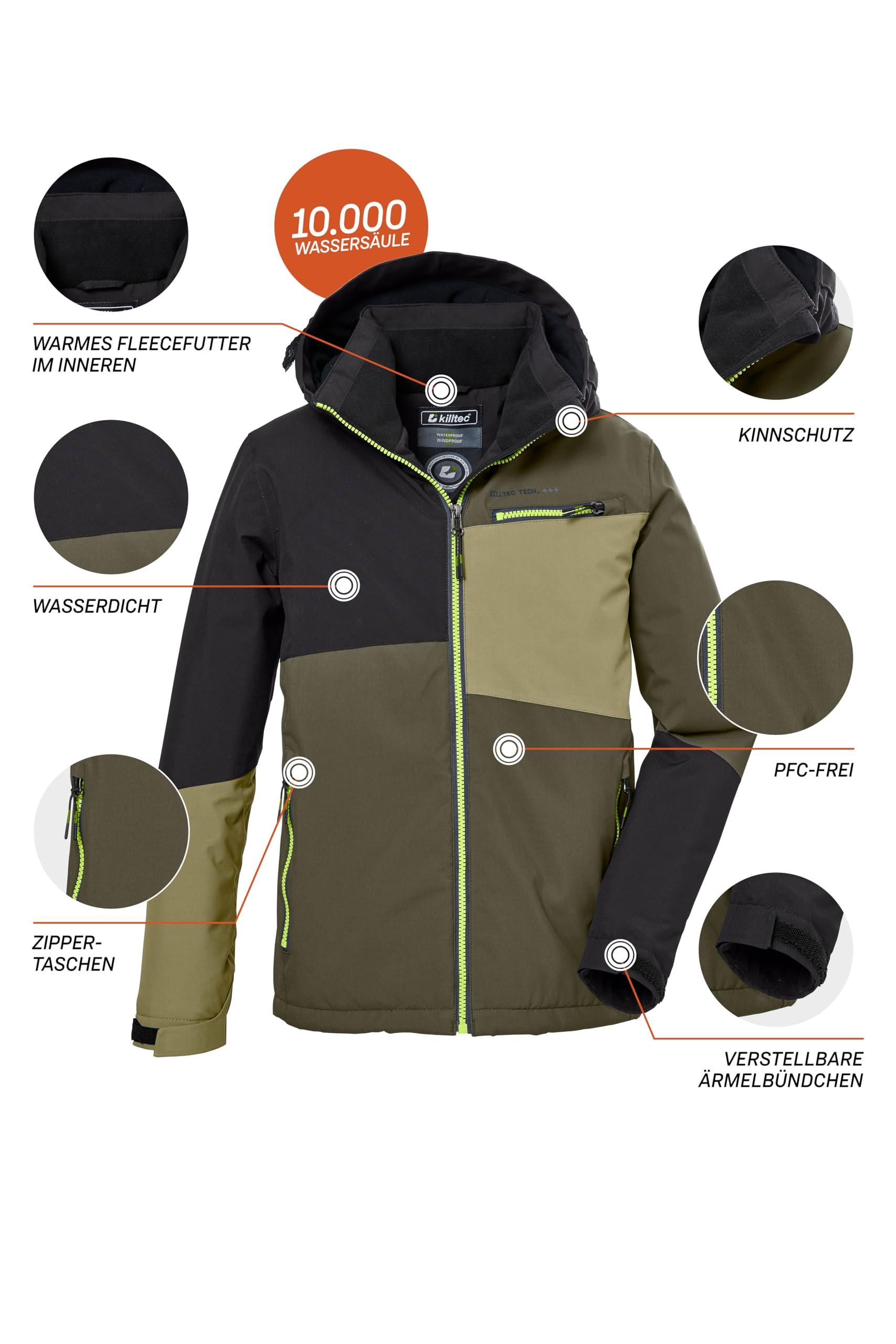 Killtec KOW 161 BYS JCKT Kinder Skijacke Schneejacke Winterjacke Jungen dunkelgrün grün