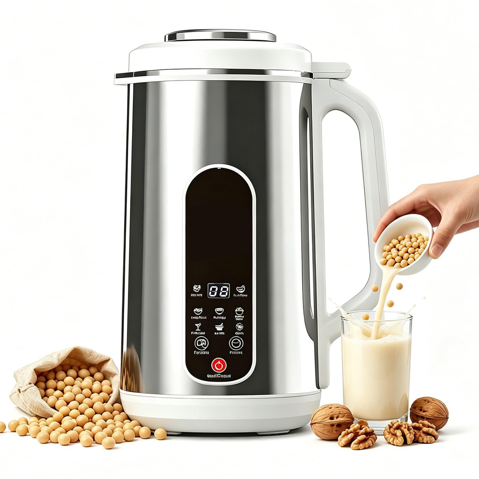 Maszyna do Mleka Orzechowego, 8 w 1 Wielofunkcyjny Blender do Mleka | 1200ml, 12 ostrzy i robi mleko w 5 minut, do domowego mleka migdałowego, sojowego i napojów roślinnych